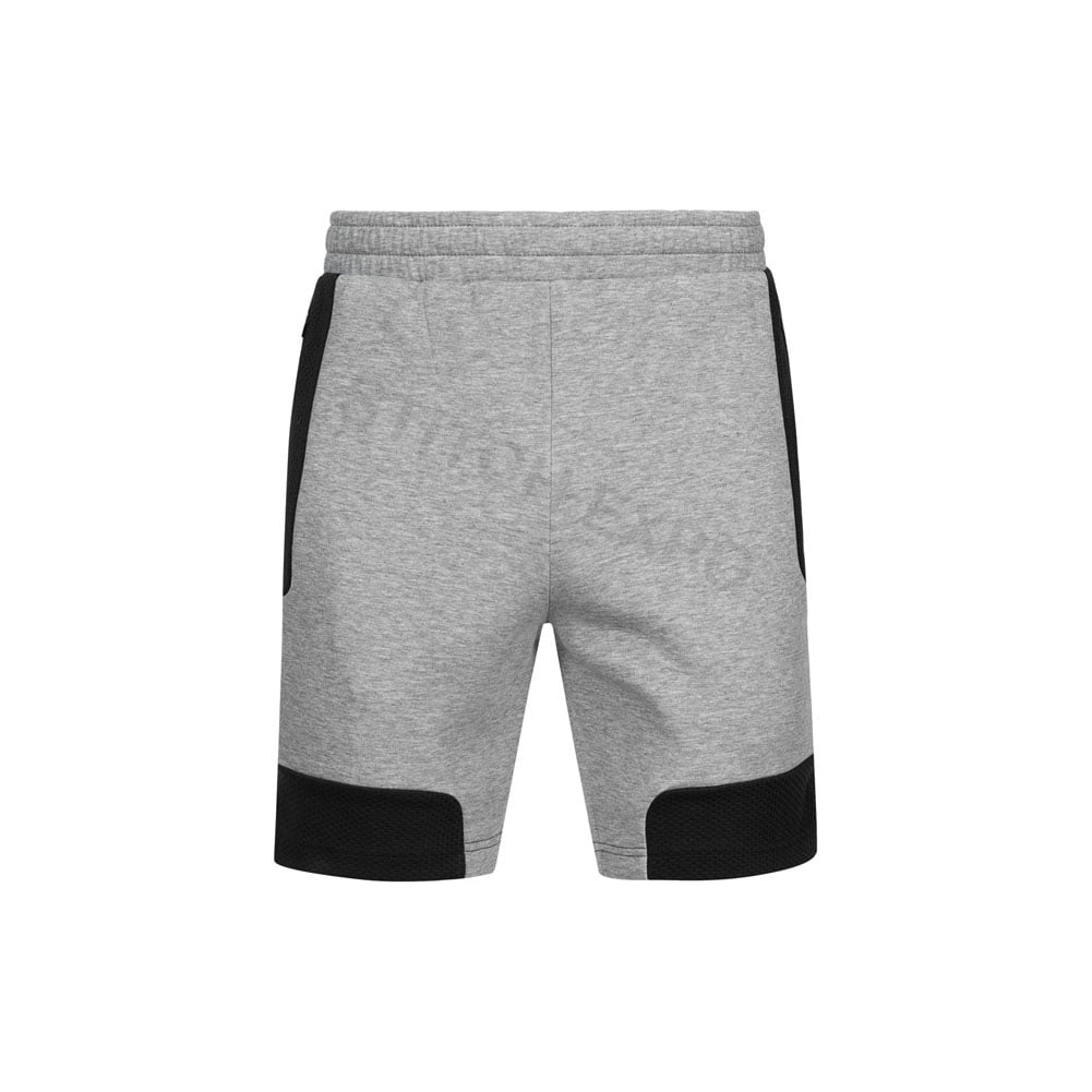 Custom embroidered shorts with detailed stitching and logo design