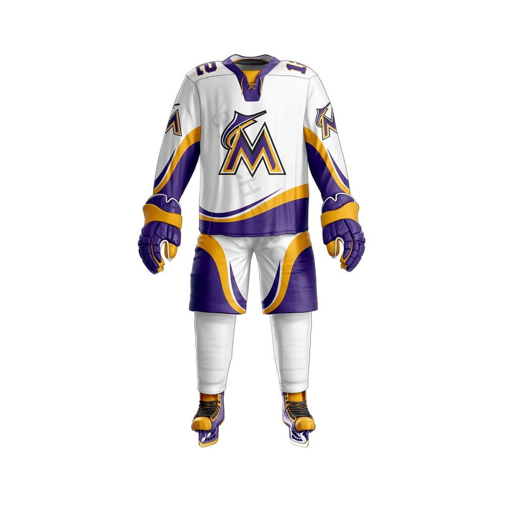 Custom ice hockey goalie uniform with reinforced protection