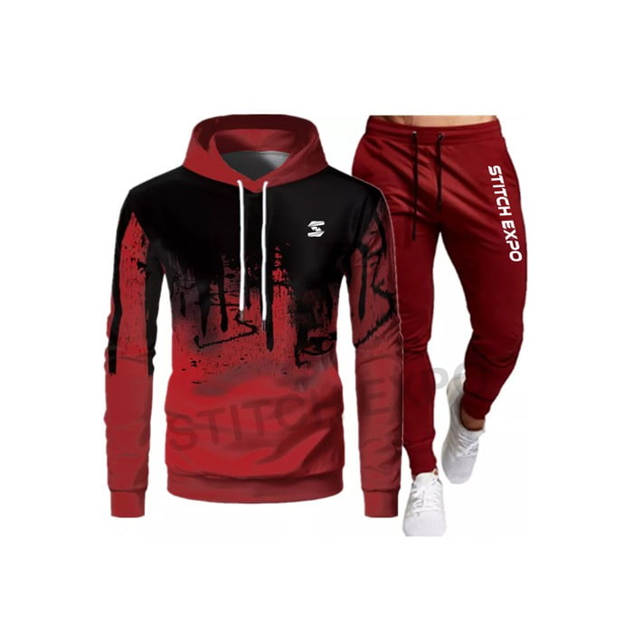 Custom Puff Print Tracksuit – 3D Raised Logo Hoodie & Joggers