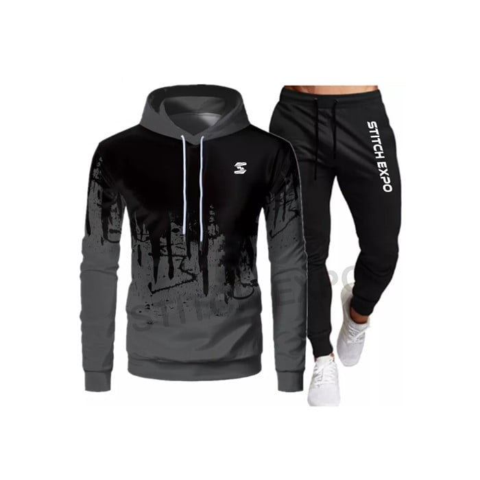 Custom puff print hoodie and jogger tracksuit with raised logo