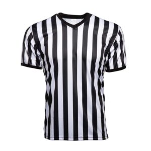 Custom Referee Uniform – Black & White Striped Short-Sleeve Jersey