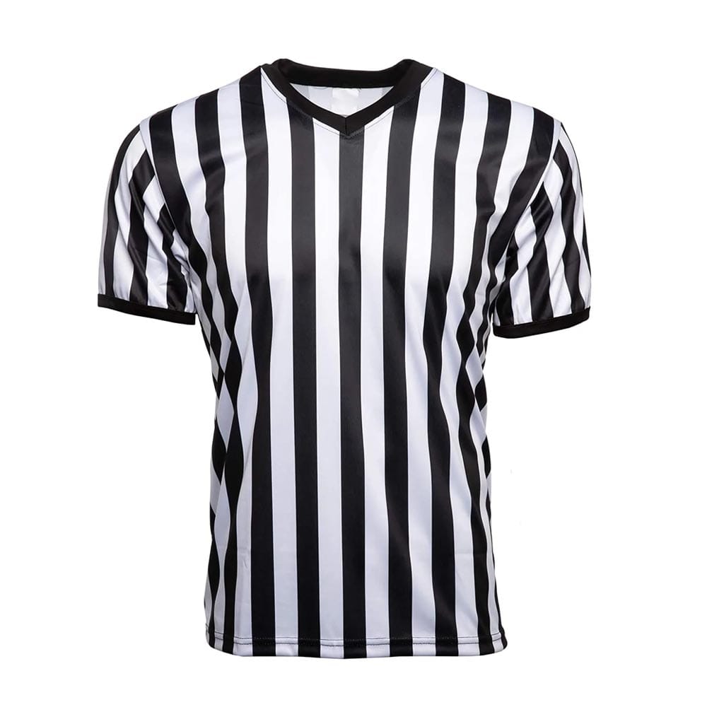Custom Referee Uniform – Black & White Striped Short-Sleeve Jersey
