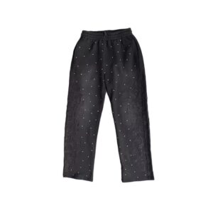 Custom all-over rhinestone embroidered sweatpants featuring premium embellishments for a stylish streetwear look