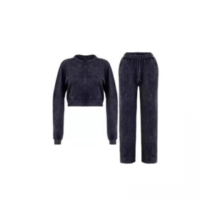 Acid-washed cropped sweat suit – vintage sweatshirt and jogger set for streetwear brands