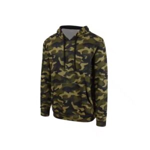 Men’s camouflage pullover hoodie with kangaroo pocket and adjustable drawstring hood – Custom camo sweatshirt for casual and outdoor wear.