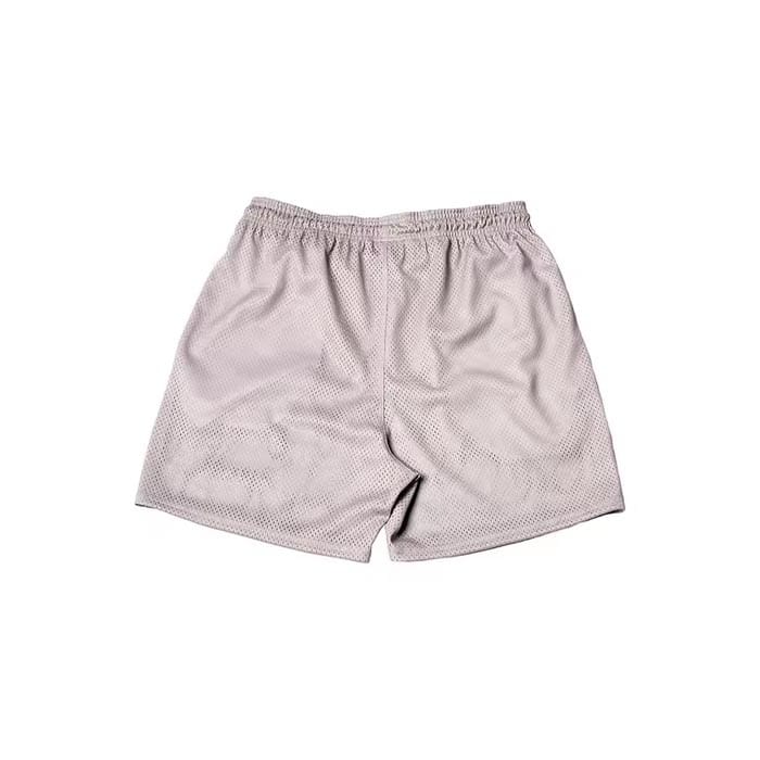 Custom flame print mesh shorts with breathable fabric and moisture-wicking technology.