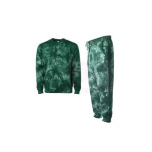 Custom Green Tie-Dye Sweatsuit with Sweatshirt and Joggers for Men & Women