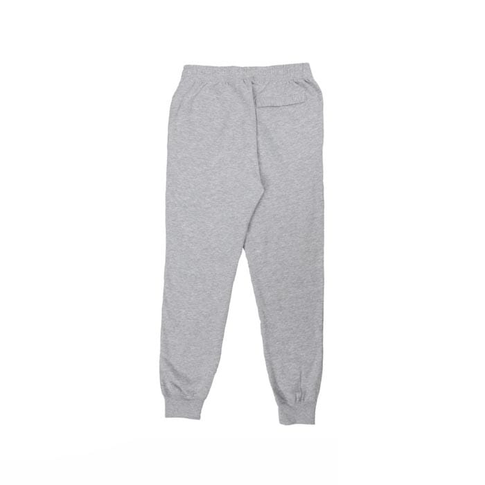 Custom grey fleece joggers with drawstring waistband and ribbed cuffs