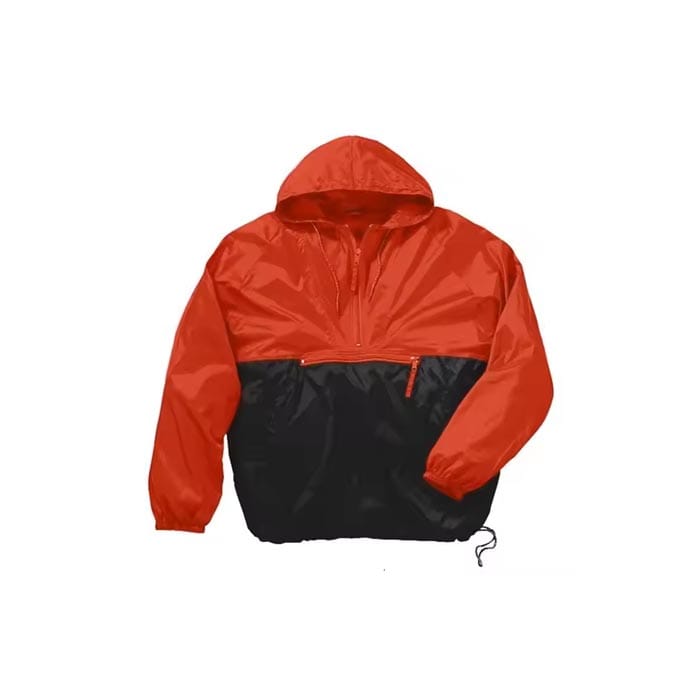Custom half-zip windbreaker jacket with high collar and elastic hem