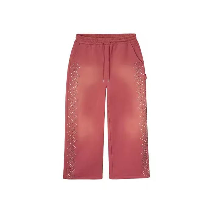 Custom logo rhinestone joggers for streetwear and branding