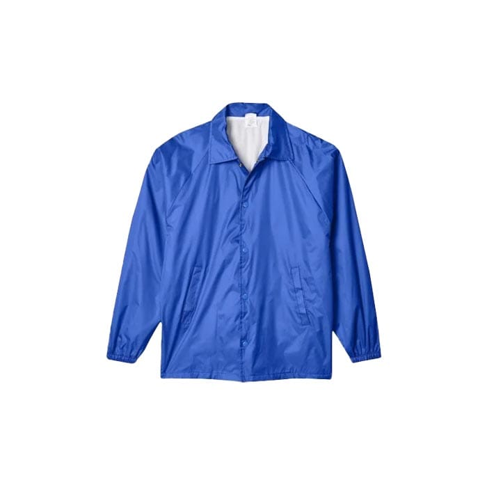Mesh-lined custom coach jacket with zip pockets