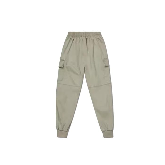 Baggy oversized cargo pants in beige with deep pockets and elastic waistband