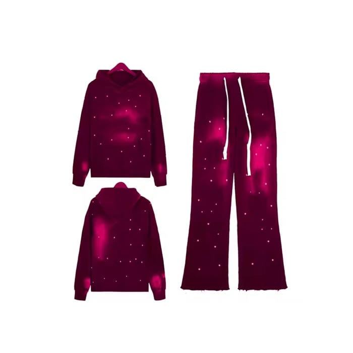 Custom hoodie and joggers with sparkling rhinestone logo