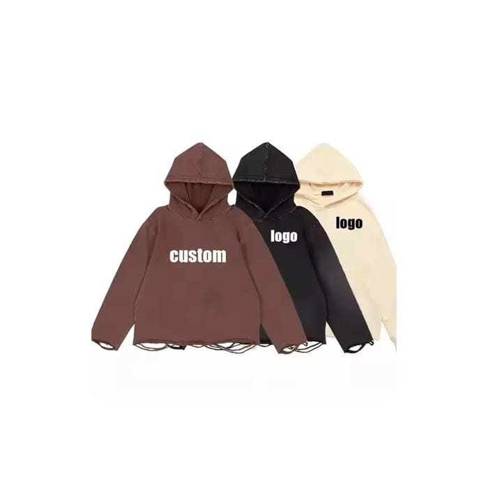 Custom Raw Hem Hoodie with Edgy Look