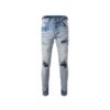 Custom ripped skinny jeans with distressed detailing, designed for modern fashion brands.