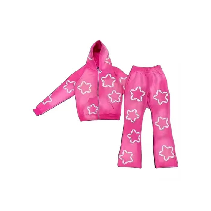 Custom screen-printed hoodie and joggers with bold graphic design