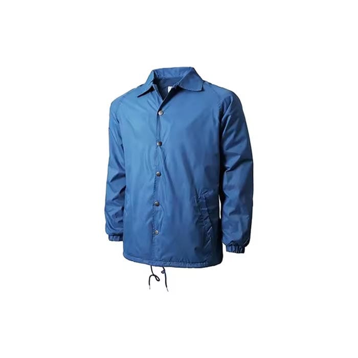 snap button custom coach jacket with front embroidery