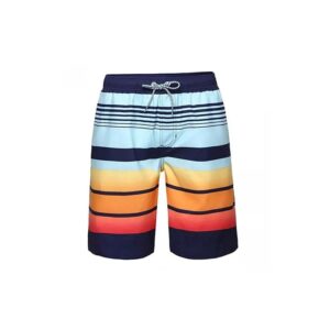 Custom sublimated swim shorts with tropical print and water-resistant fabric