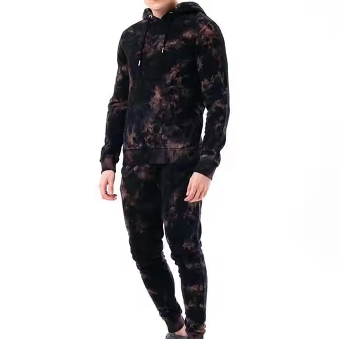 Custom hoodie and joggers with unique tie-dye patterns