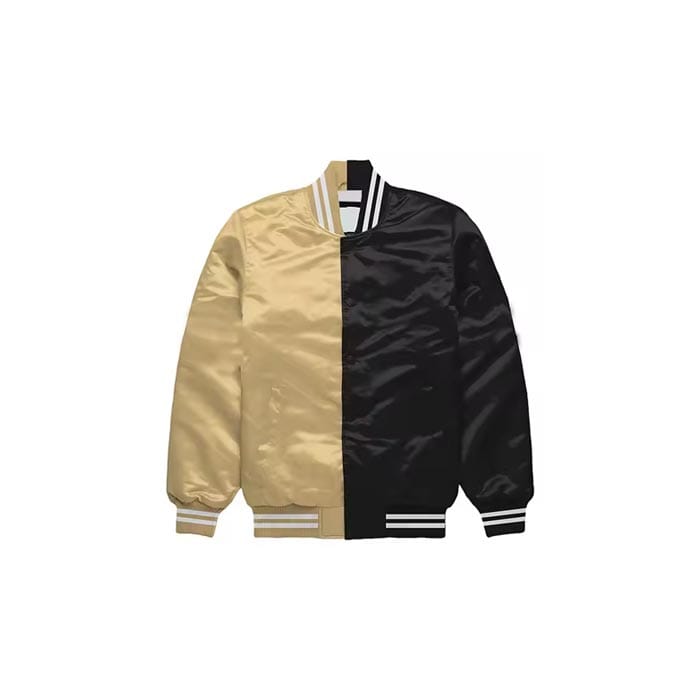 Stylish two-tone custom satin bomber jacket for men and women