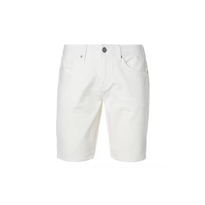 White denim shorts with a classic and clean design, ideal for summer casual wear