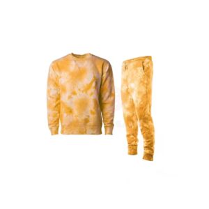 Custom Yellow Tie-Dye Sweatsuit with Sweatshirt and Joggers for Men & Women