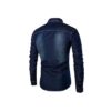 Dark wash denim shirt with button-down closure and chest pockets