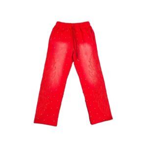 Distressed rhinestone joggers with a trendy vintage effect