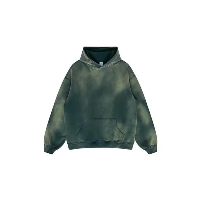 Distressed sun-faded hoodie with a grunge-inspired worn look and soft feel.
