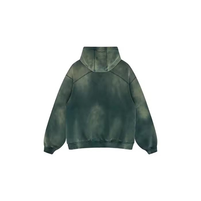 Distressed sun-faded hoodie with a grunge-inspired worn look and soft feel.