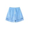 Double-layer flame print mesh shorts with breathable fabric, moisture-wicking technology, and a stylish streetwear design.