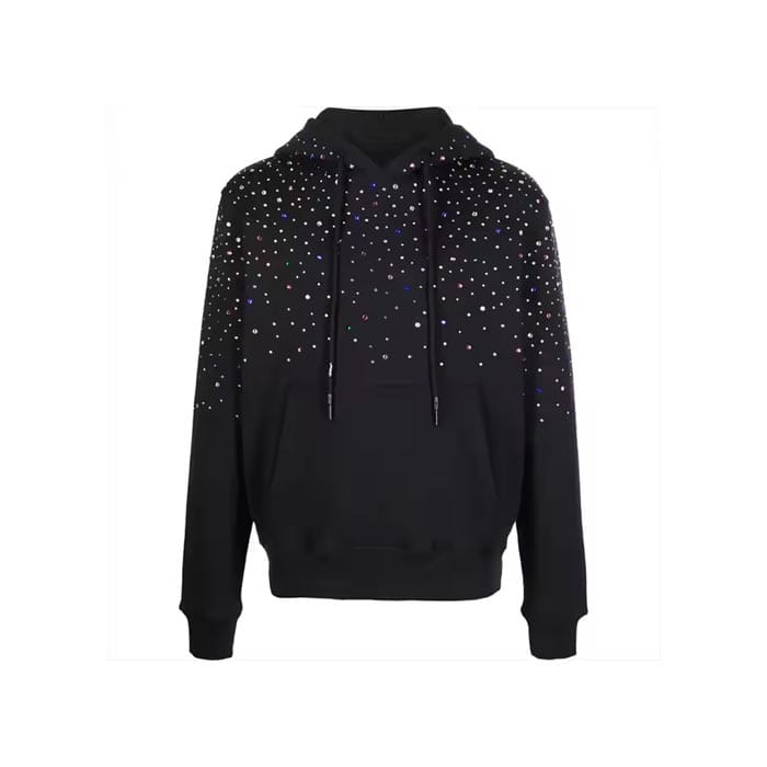 Drippy rhinestone hoodie with a melting bling effect.