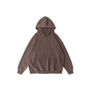 Acid wash hoodie with custom graphic print for a unique faded streetwear look.