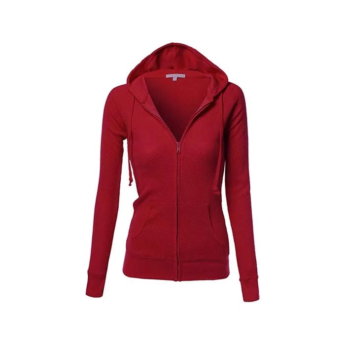 Women's heavyweight zip-up hoodie with thick fabric