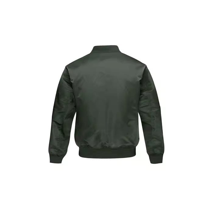 Green oversized bomber jacket with elastic hem and cuffs
