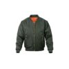 Green oversized bomber jacket with elastic hem and cuffs