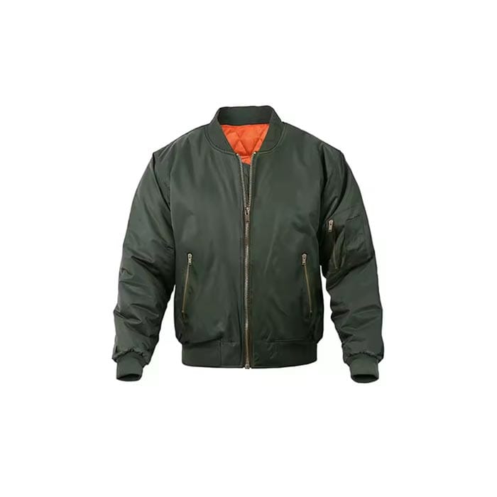 Green oversized bomber jacket with elastic hem and cuffs