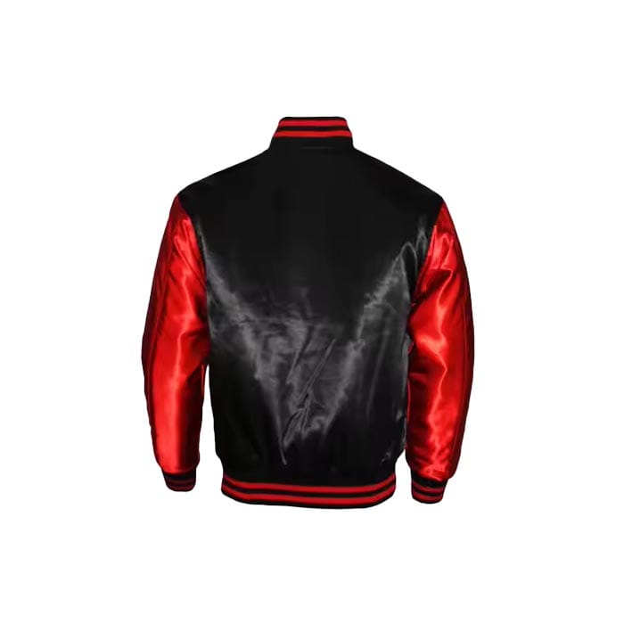 High-quality personalized satin letterman jacket with embroidered patches