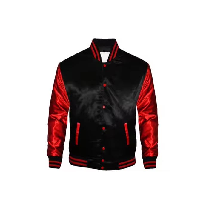 High-quality personalized satin letterman jacket with embroidered patches