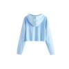 Women's custom raw hem hoodie with a stylish cut-off look