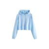 Women's custom raw hem hoodie with a stylish cut-off look