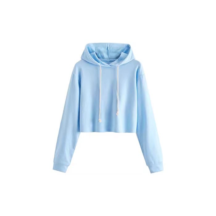 Women's custom raw hem hoodie with a stylish cut-off look