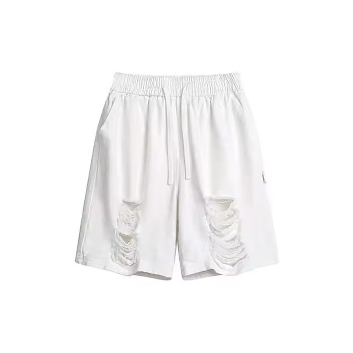 Custom raw hem ripped shorts with a trendy distressed finish