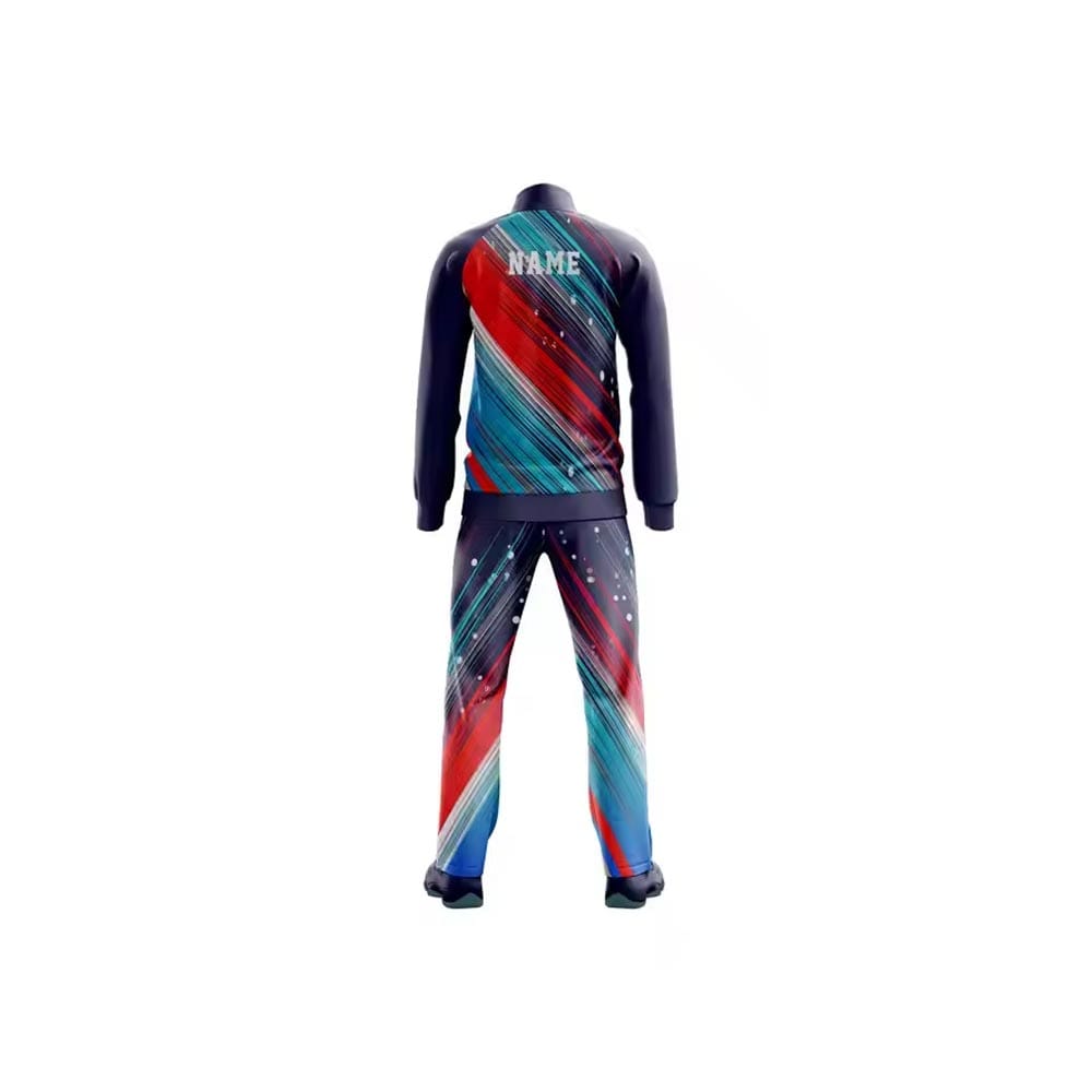 Custom Sublimated Tracksuit with Red & Blue Dynamic Print – Full-Zip Sweat Suit