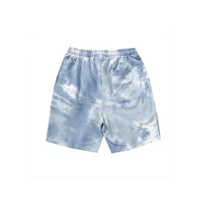 Custom tie dye shorts with bold, high-quality screen-printed designs