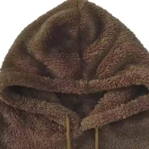 Sherpa fleece hoodie with deep pockets for warmth and convenience.