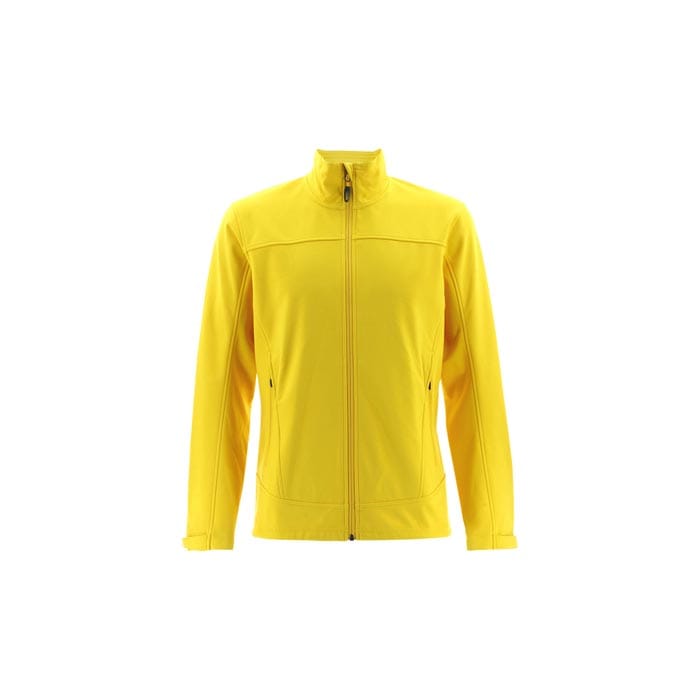 Soft shell jacket with custom heat transfer logo