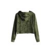 Custom sublimated raw hem cropped hoodie with vibrant prints and unfinished edge