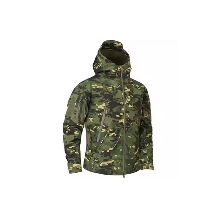 Tactical soft shell jacket with embroidered logo