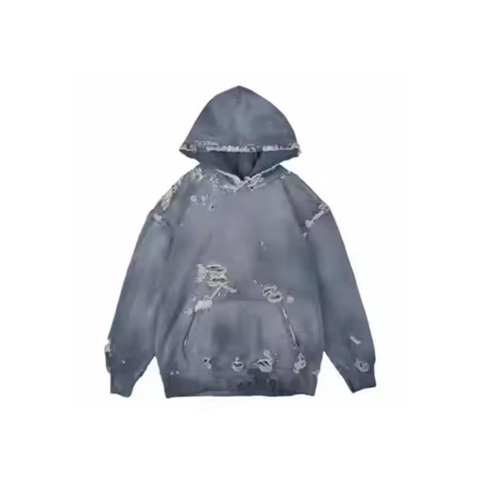 Vintage distressed hoodie with a classic aged look, premium cotton, and soft fleece lining.